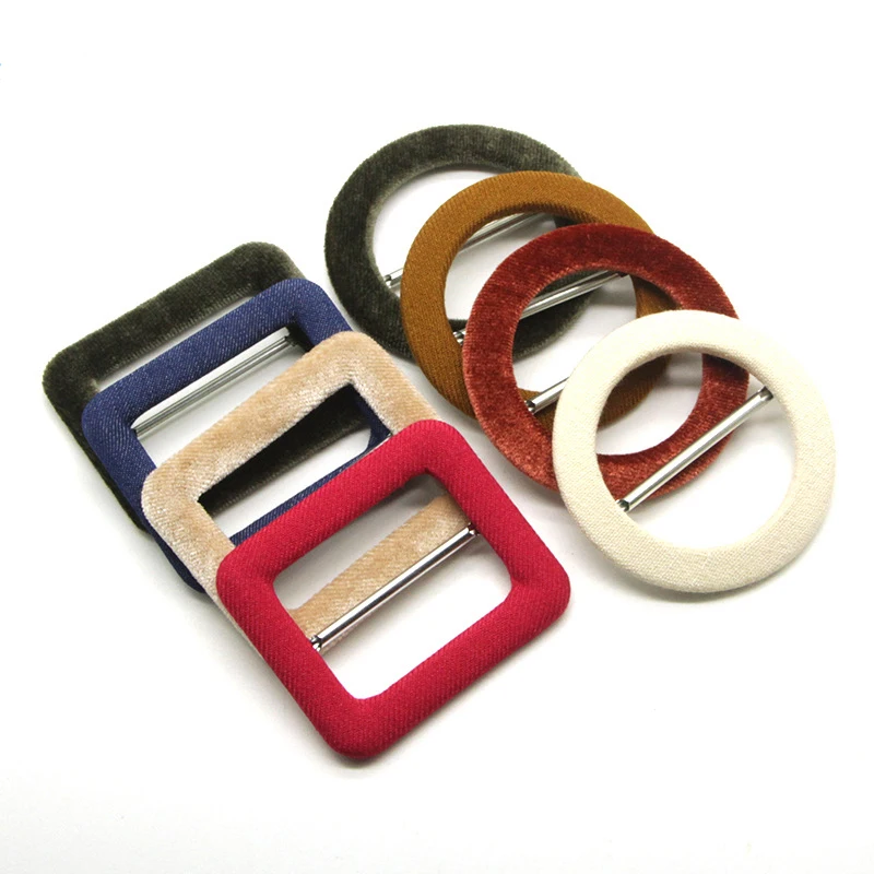 Fabric cover waist buckle belt adjustment ring square buckle decorative button for coat windbreaker case bag