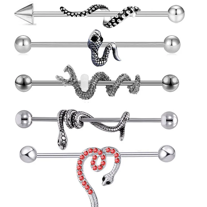 Unique Bridge Bone Stud Earrings with Industrial Barbell Piercing Jewelry