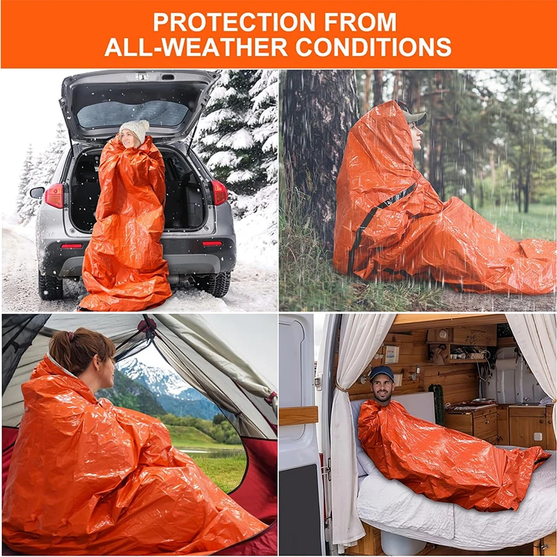 Custom Logo Waterproof PE Mylar Foil Emergency Bivy Survival Sleeping Bag With Whistle