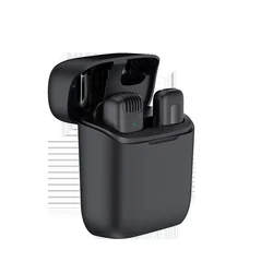 Stereo Noise Cancelling Live Video Portable 1 to 2 Mini Lavalier Wireless Microphone Clip-on With Charging Case For IOS Devices