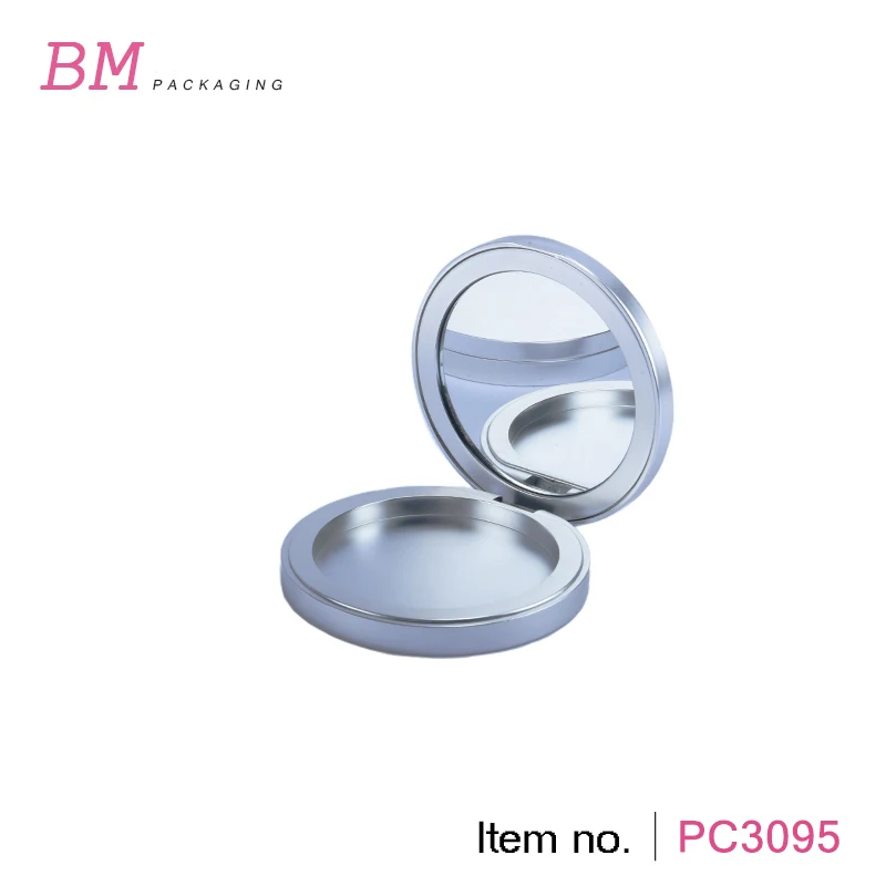 silver 59mm single layer compact powder case packaging magnet solid perfume balm container