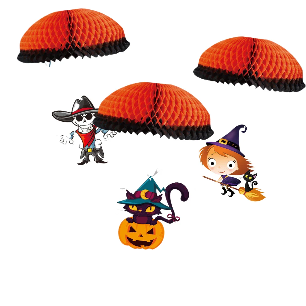 2407 yunpai Halloween themed party decoration Pumpkin Witch parachute pendant pull flag wholesale custom