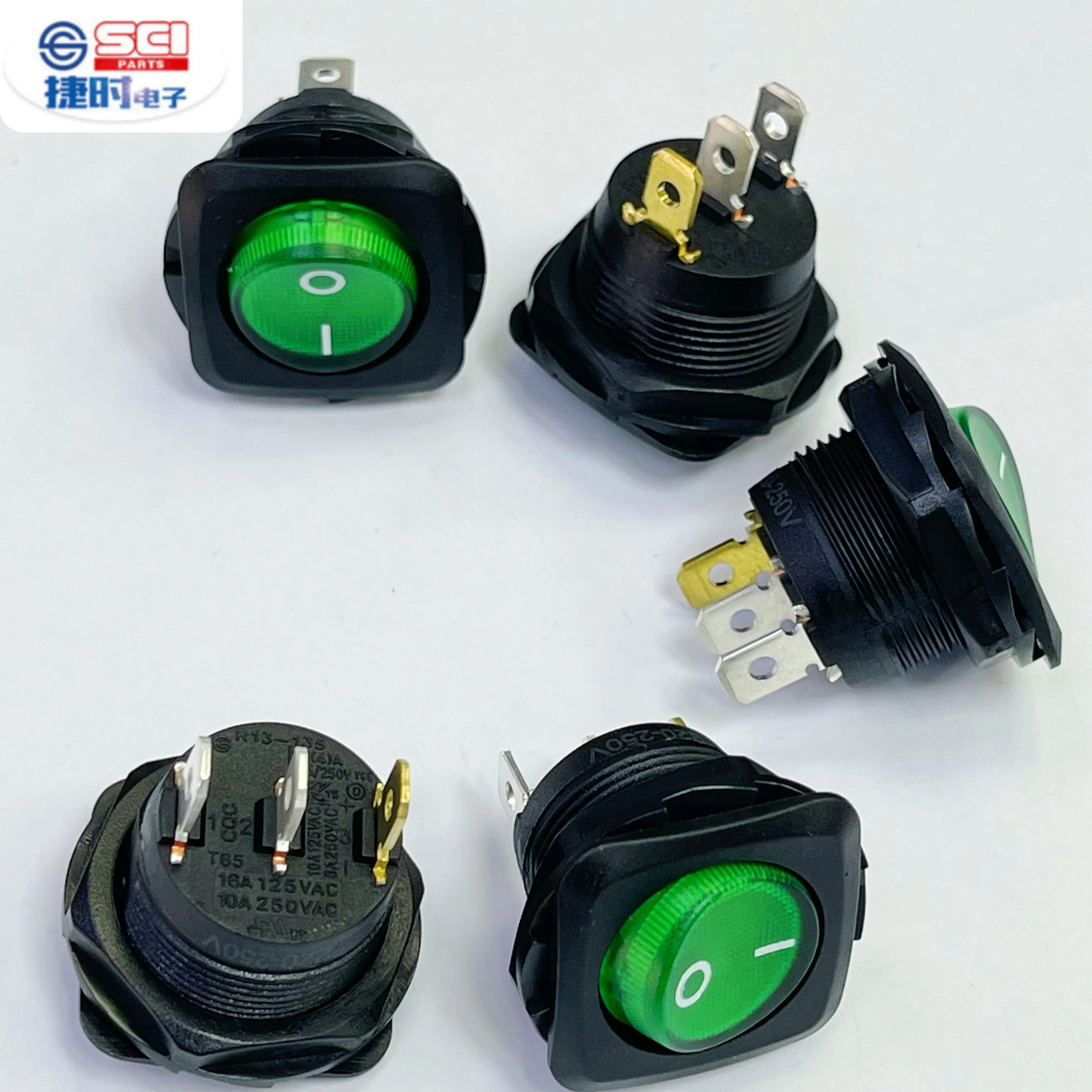 SCI ROCKER SWITCH Hot Sale  CQC R13-135B on-off green screw type 10a 16a T85 rocker switch