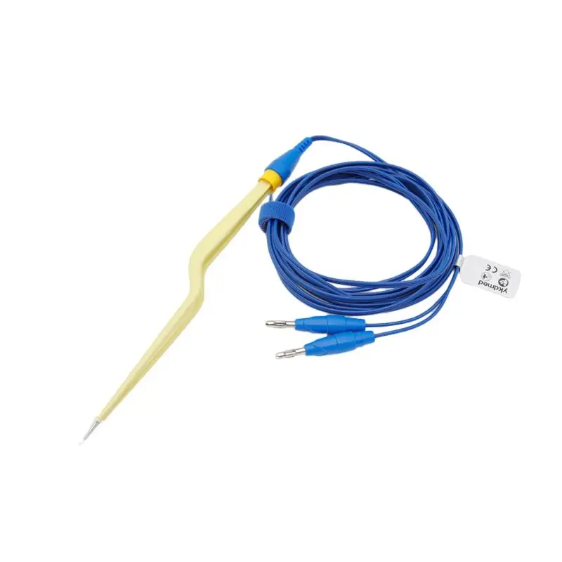 0.9mm Tip 20cm Length, 3 Meter Bayonet Electro Coagulation Disposable Non-stick Cautery Bipolar Forceps for Electrosurgical Unit