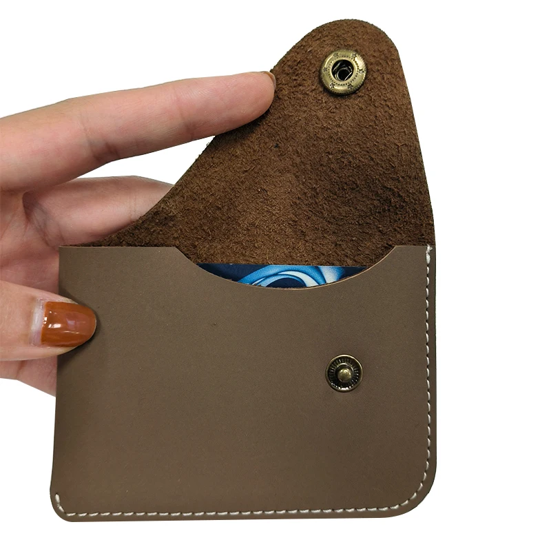 Customized high quality full grain genuine Leather Coin pouch Slim card wallet portable card wallets