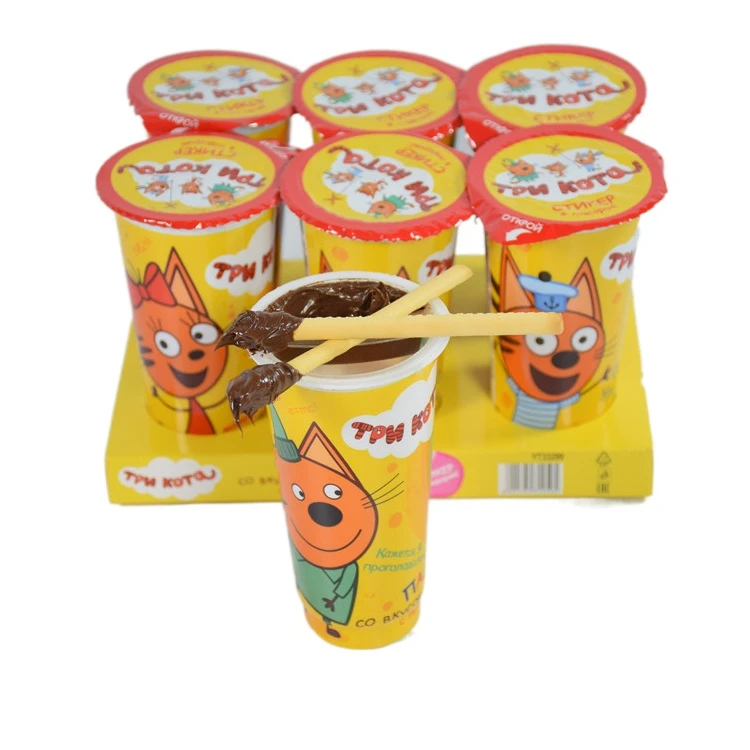 Chinese Snacks Food Supplier Confectionery OEM Compound Chocolate Coated Fingers Biscuits Kids Favorite Chocolate Snack Cup