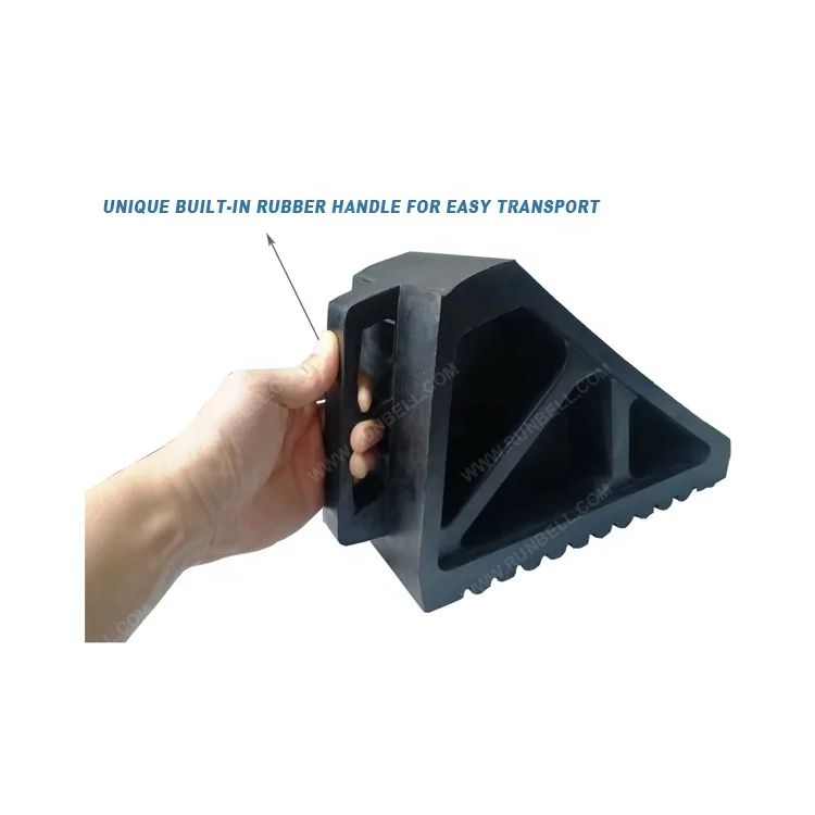 Travel Accessories Heavy Duty Wheel Chock Blocks Rubber Tire Stoppers with Handle for Automotive Car