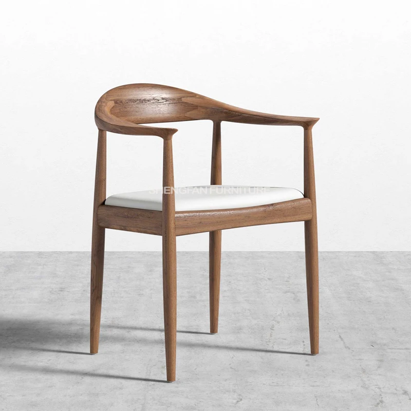 Hans Wegner Style Professional Factory Kennedy Arm Chair Leather Cushion Wooden Dining Chairs With Padded Seats