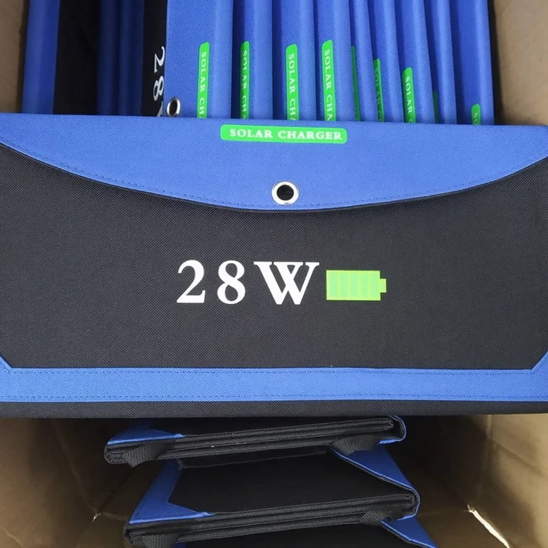 Outdoor Waterproof 28W Foldable Portable Solar Panel Power Phone Charger With Dual USB For Mobile Phone Power Bank Power Supply