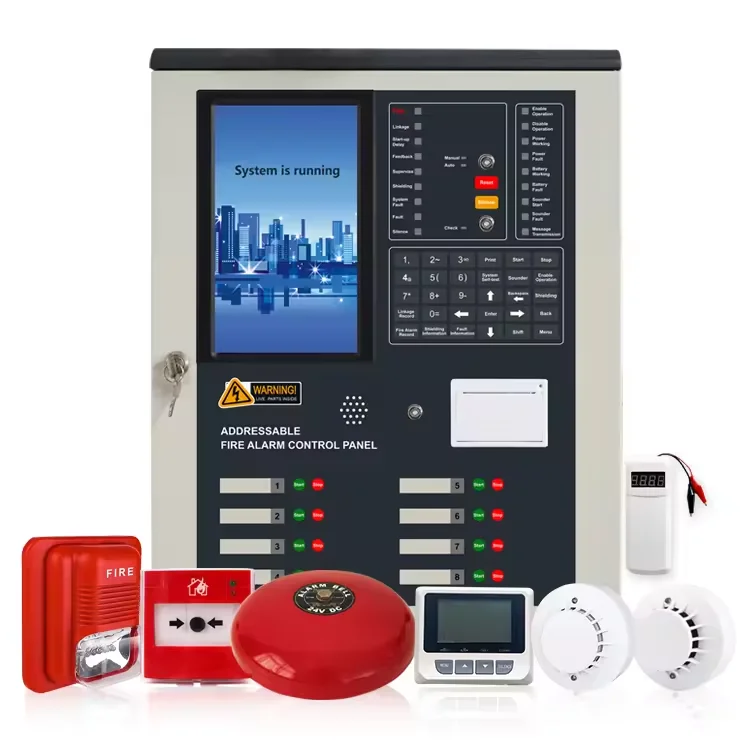 4 Loops Addressable Fire Alarm Control Panel 220V Fire Alarm Control Panels fire alarm system with battery