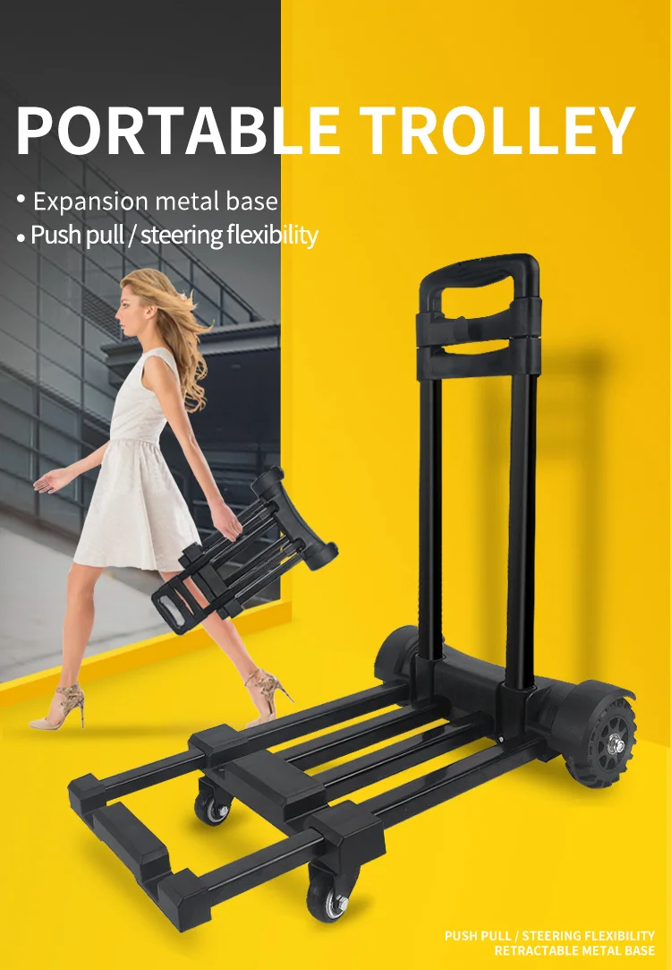 Folding Hand carts Truck Portable Dolly Compact Utility Move Luggage Cart with 50Kg Heavy Duty 4 Wheels Solid Construction