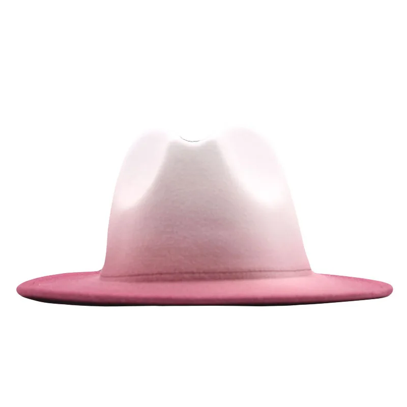 Low MOQFashion gradient color Fedora Hats for men and women jazz hat