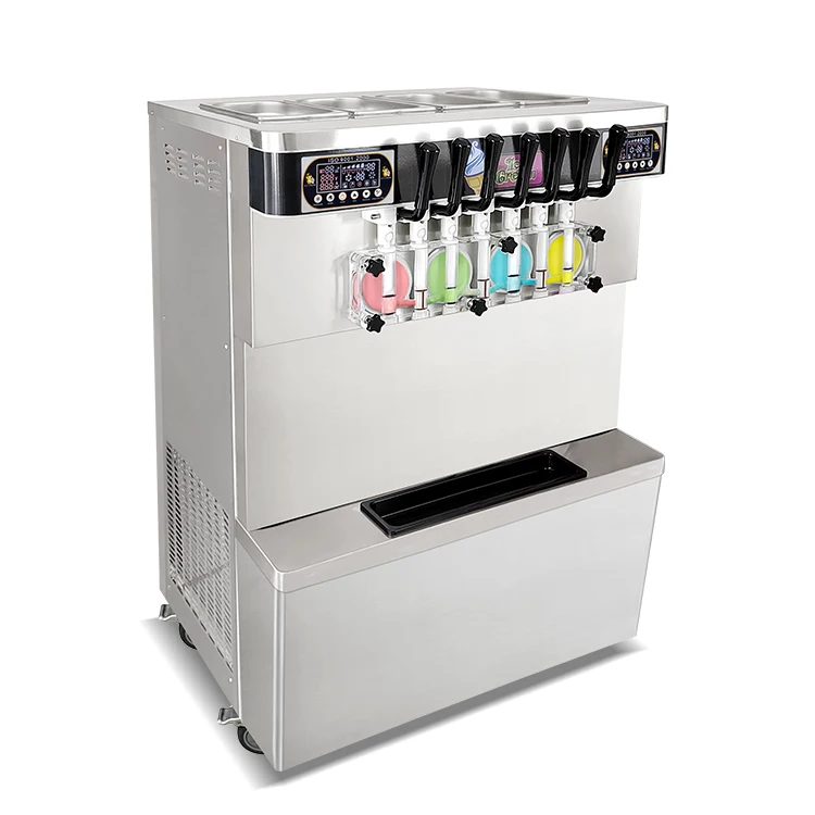 GOOPIKK 7 Flavors 65L/H Soft Serve Ice Cream Machine Frozen Yogurt Ice Cream Maker Commercial 4+3 Mixed Flavors With 4 Tanks