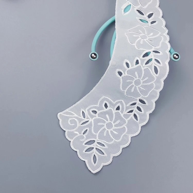 Cheap Organza Embroidered Neck Applique white collar Lace Neck Beads neck design lace for churidar