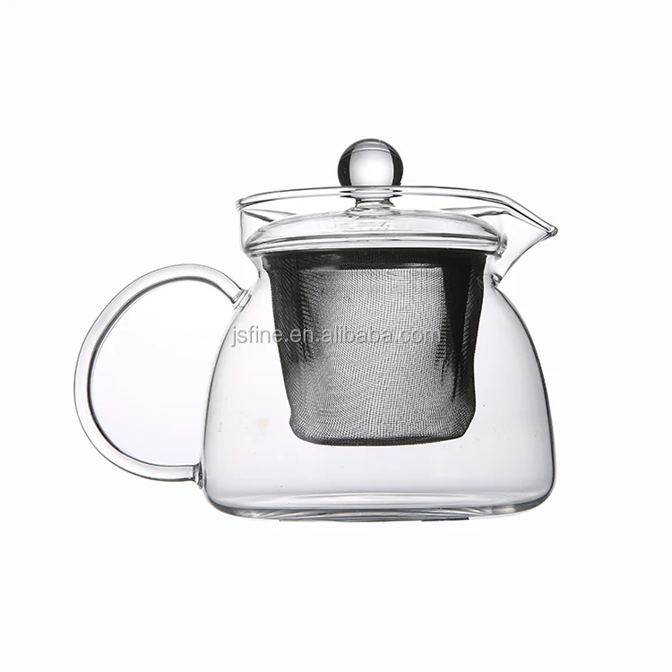 Popular Eastern Style Glass Teapot 500/800ml Short Beak Tea Pot with Stainless Steel Net