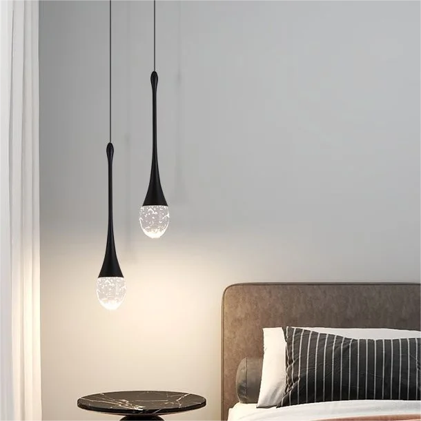 Elegant personality bedroom bedside crystal pendant lamp creative water drop living room background wall pendant light
