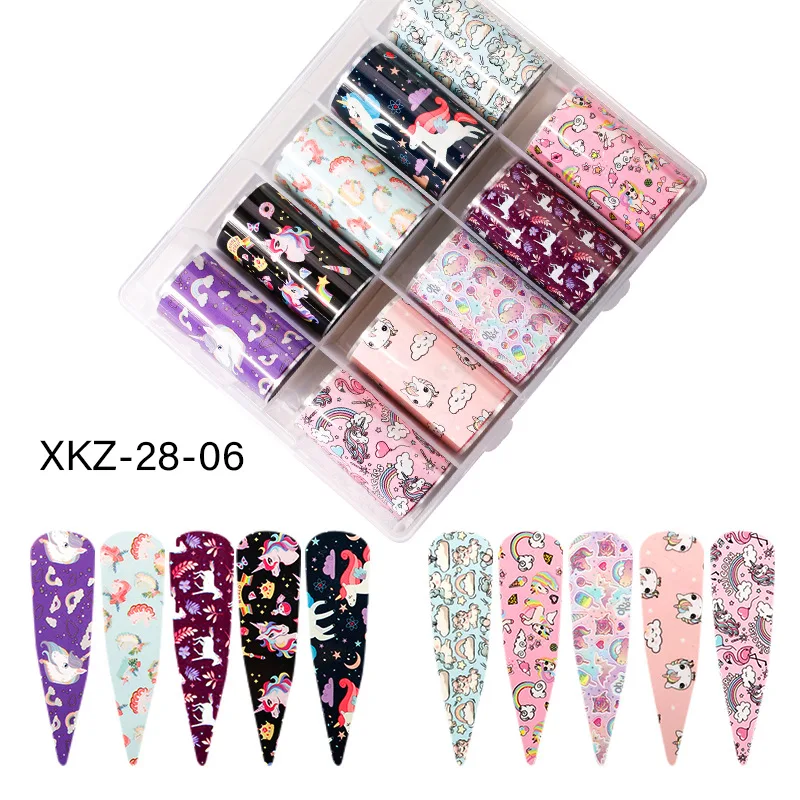 10 Color Mixed Nail Sticker Holographic Nail Art Transfer Foil Laser Starry Paper DIY Nail Decals