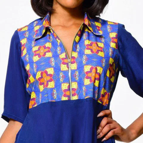 Eco-friendly Cotton Customized Design Women African Print Shirt Dress In Chiffon Fabric