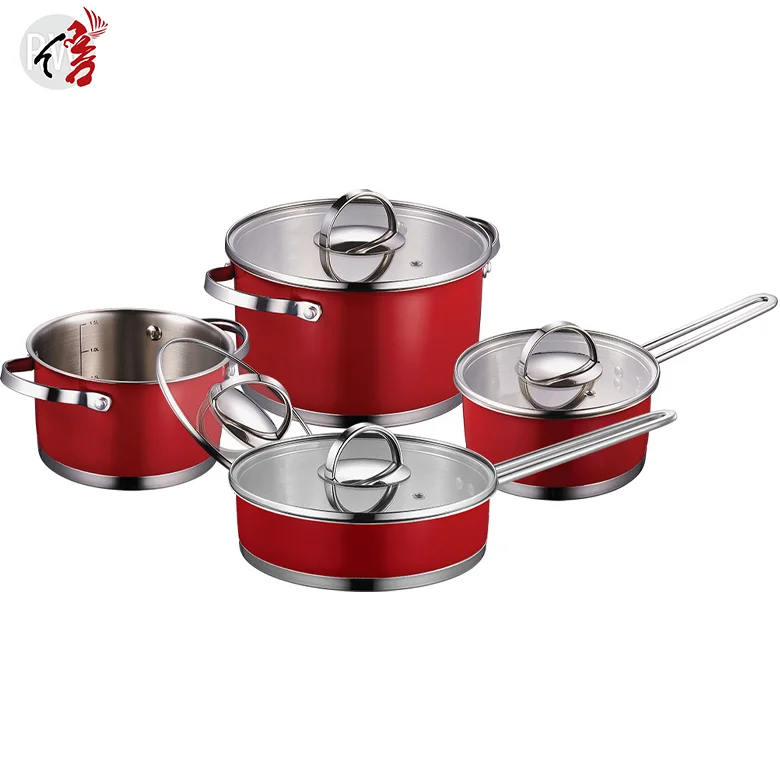 Realwin customized color coating cooking kitchen wares stainless steel cookware set