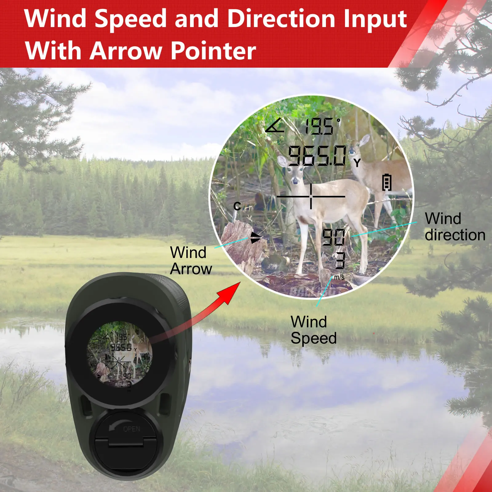 BALLIBOT Ballistic Laser Range finder 1500m with Wind Input and Holdover Scope Reticle Calculation for Long Range Hunting