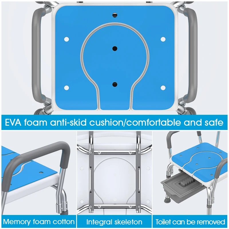 Health care product aluminum alloy nonskip toilet potty chair for elderly/disabled people