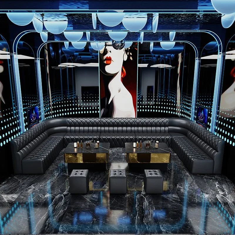 Nightclub  Exterior Hall Wine  Lounge Furniture Dance Club Pub Disco U Shape Leather Vip Bar Sofa Sets