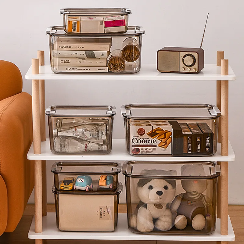 Eco-friendly stackable modern  plastic transparent storage box with lid for toy clothes storage
