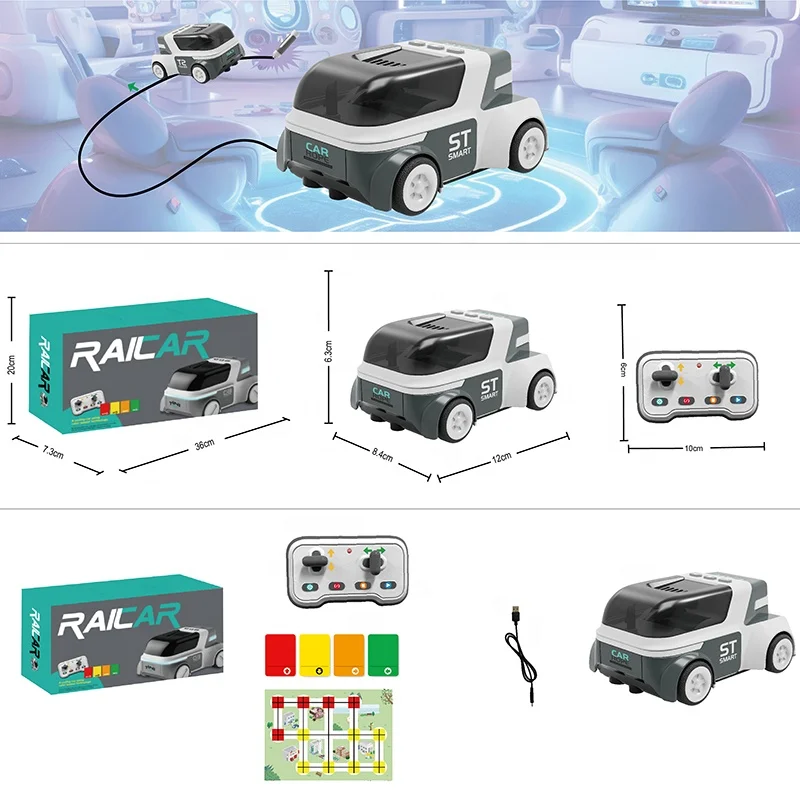 Interactive Programmable RC Toy Car with 2.4GHz Radio Control Educational Line Following Toy for Kids with Music Sound Led Light