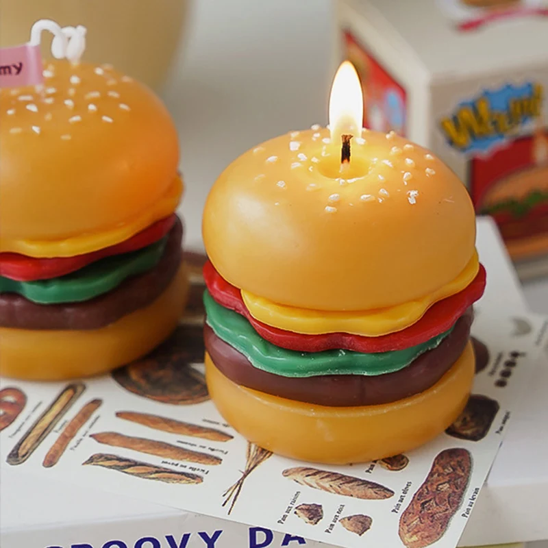 DGC Wholesale Creative Hamburger Shaped Scented Candle Design Gift Eco Friendly Handmade Food Candles