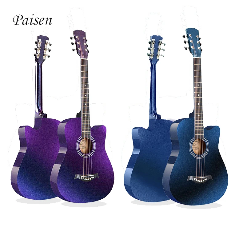 Paisen Chitarra_Acustica_Guitarra Stringed Instrument Gradient Basswood Colorful 38 Inch Beginner Folk Acoustic Guitar For Sale