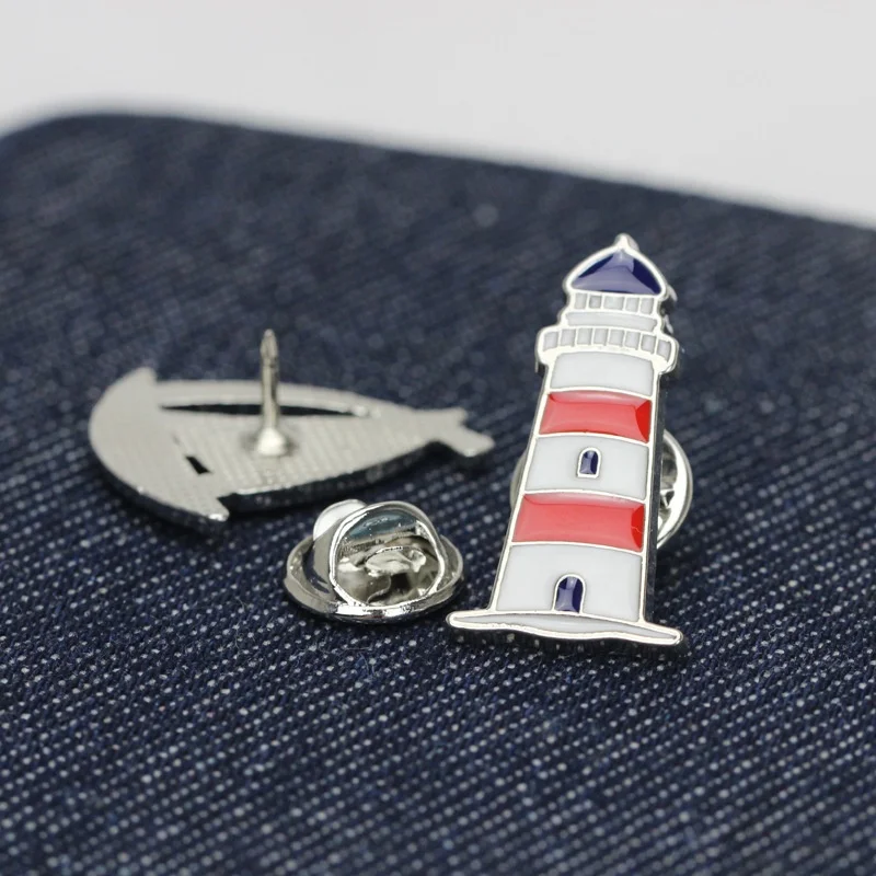 wholesale stock nordic style custom dripping oil Sailboat rudder metal lapel badge brooch pins with clasp cluth