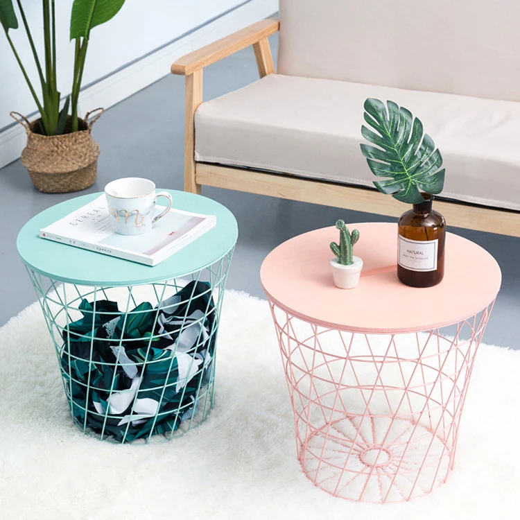Morden laundry basket Iron wire tea table home decoration coffee Table