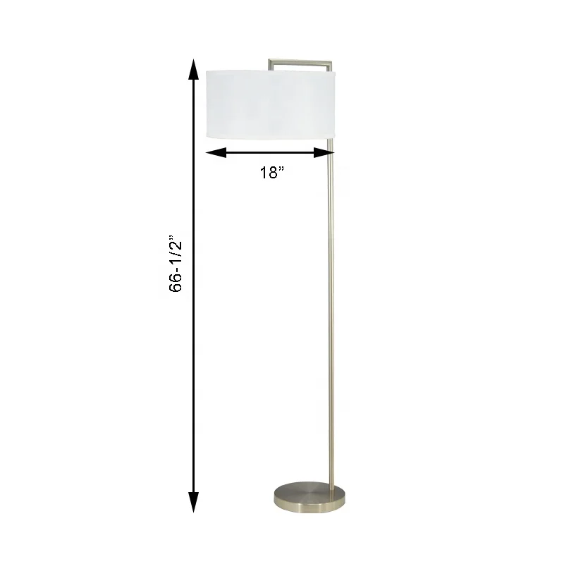 Customized Modern Iron Home Hotel Bedroom Floor Lamp Standing Light with Fabric Shade