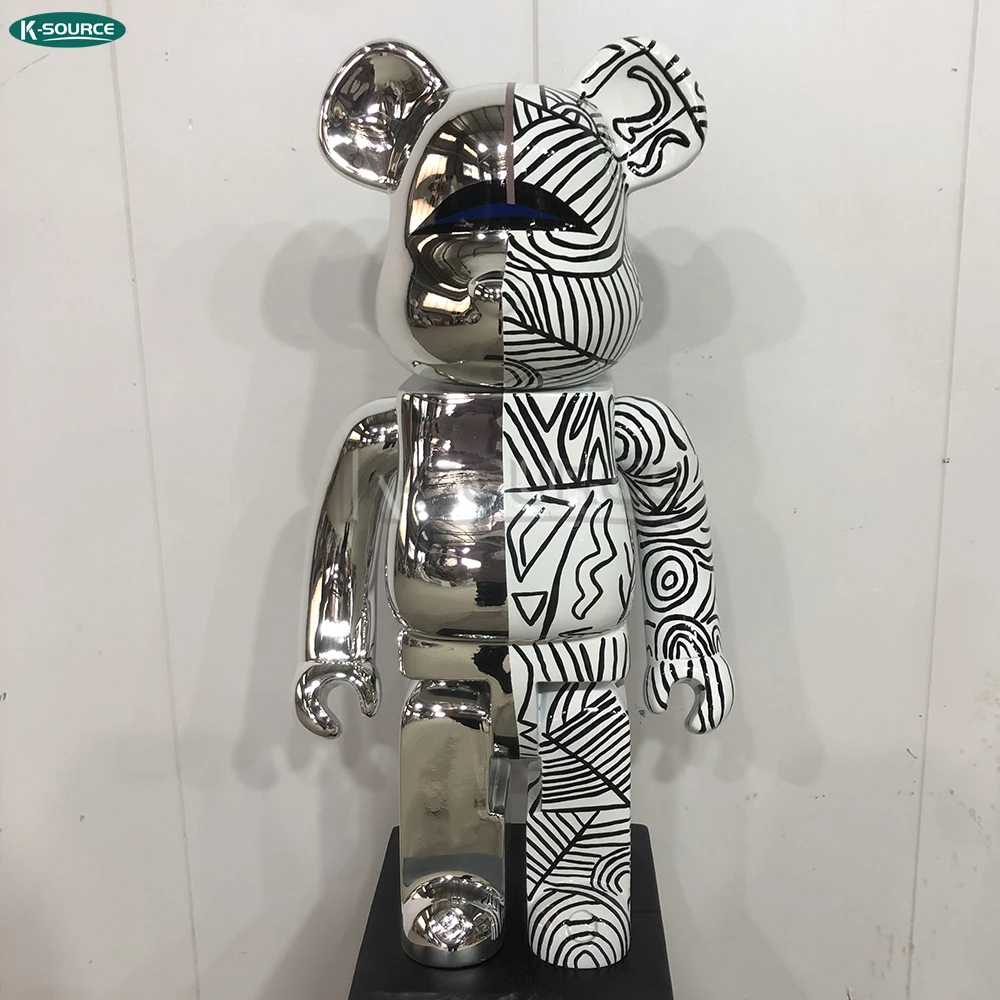 Modern art building blocks Bear cartoon sculpture Fiberglass life-size bear model crafts