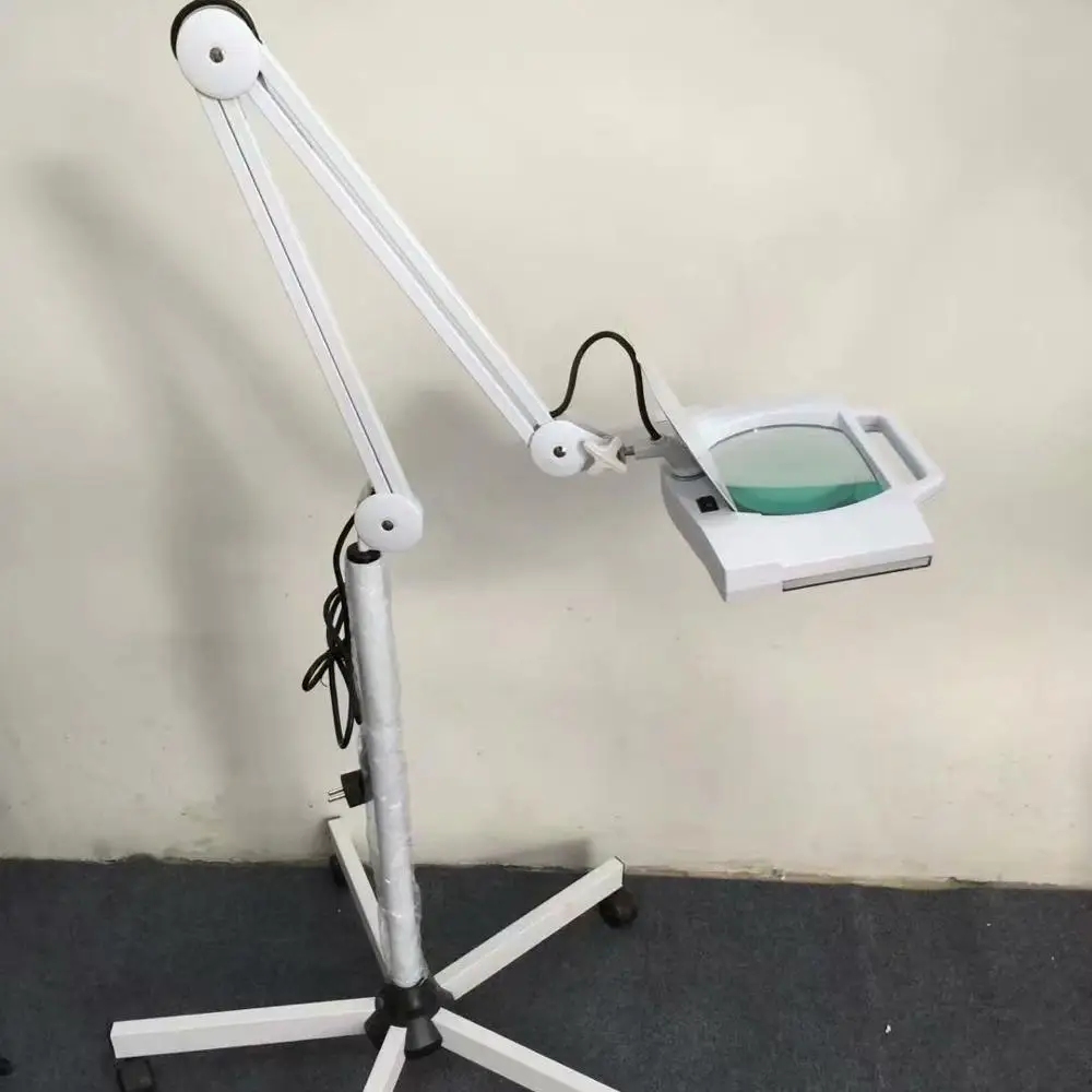 Magnifying glasses with led light With Five-Legged Square floor stand magnifying lamp led cosmetology lamp