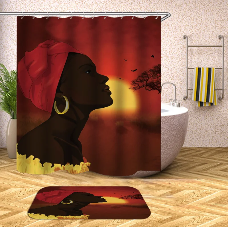 Wholesale Custom Print Bathroom Sets With Shower Curtain And Rugs Personalized Shower Curtain Waterproof