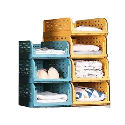 Multi-functional Household Toy Kitchen Organizers Colorful Wardrobe Stacking Layers Space Shelving Holders Storage Basket Racks