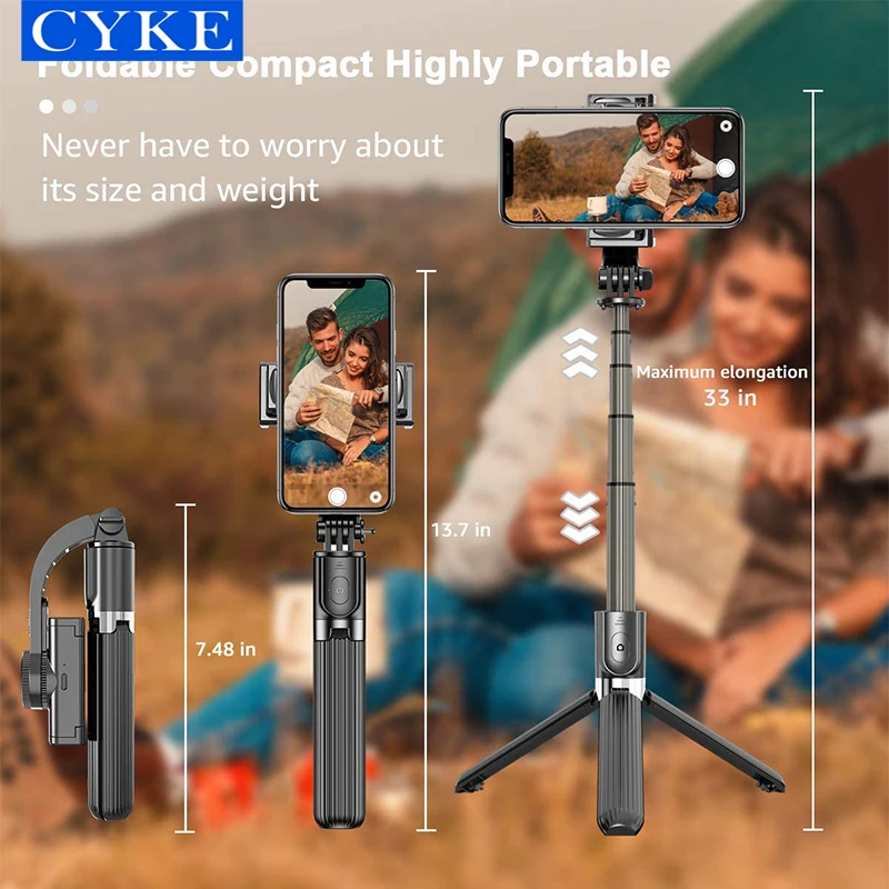 CYKE L08 Estabilizador de telefono Grabacion de video Universal Wireless Bluetooths Selfie Stick Handheld Smartphone Gimbal
