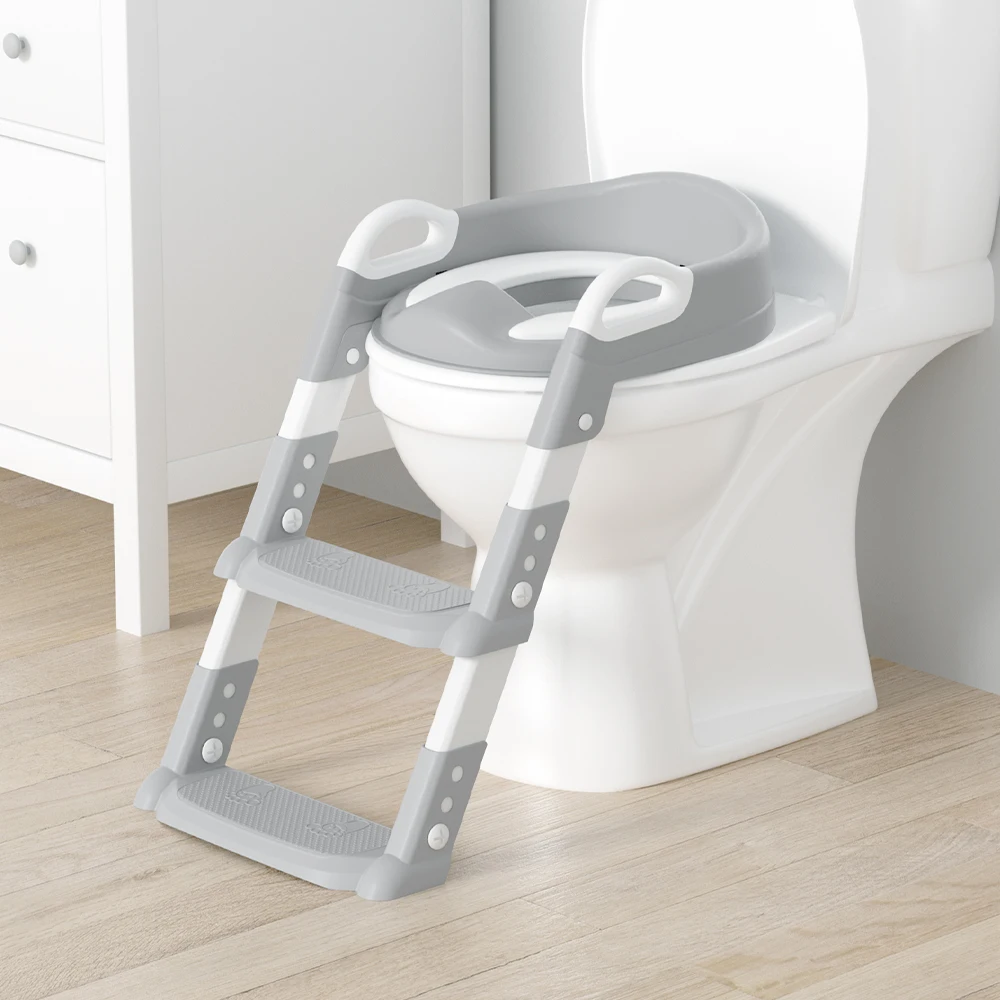 Kids plastic foldable portable toilet step stool potty chair trainer baby potty training seat with ladder