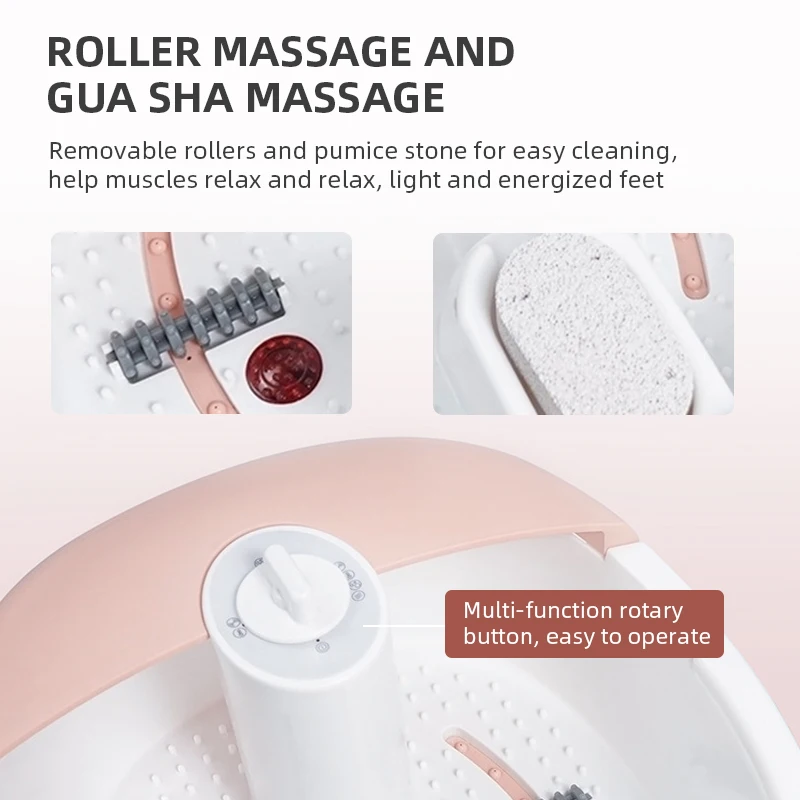 Cheap Price Multifunction Portable Pedicure Basin Heated Foldable Infrared Shiatsu Air Bubble Foot Bath Massager for Spa