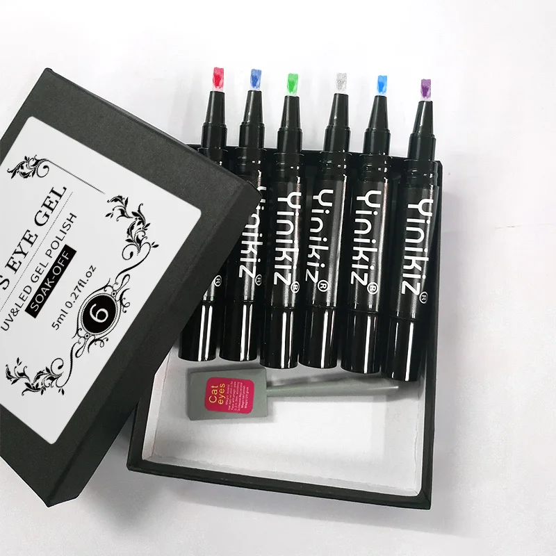 New Global Fashion Private Label Cat Eye Galaxy UV Gel OEM Magnetic Nail Gel Polish Pen Set