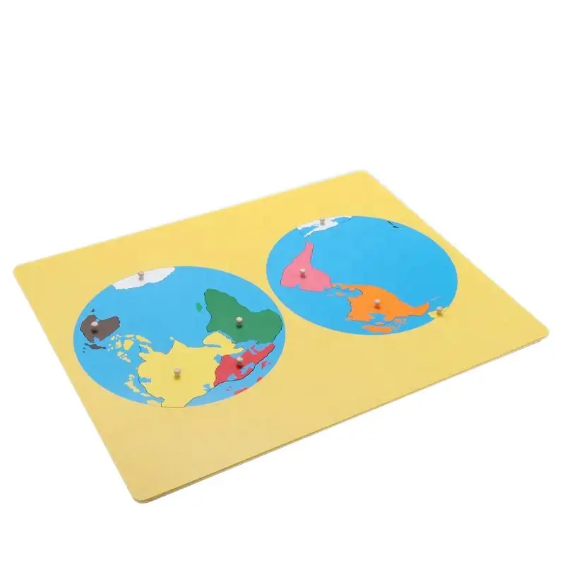 Montessori materials educational wooden toy school custom develop child intelligence material puzzle map of world part