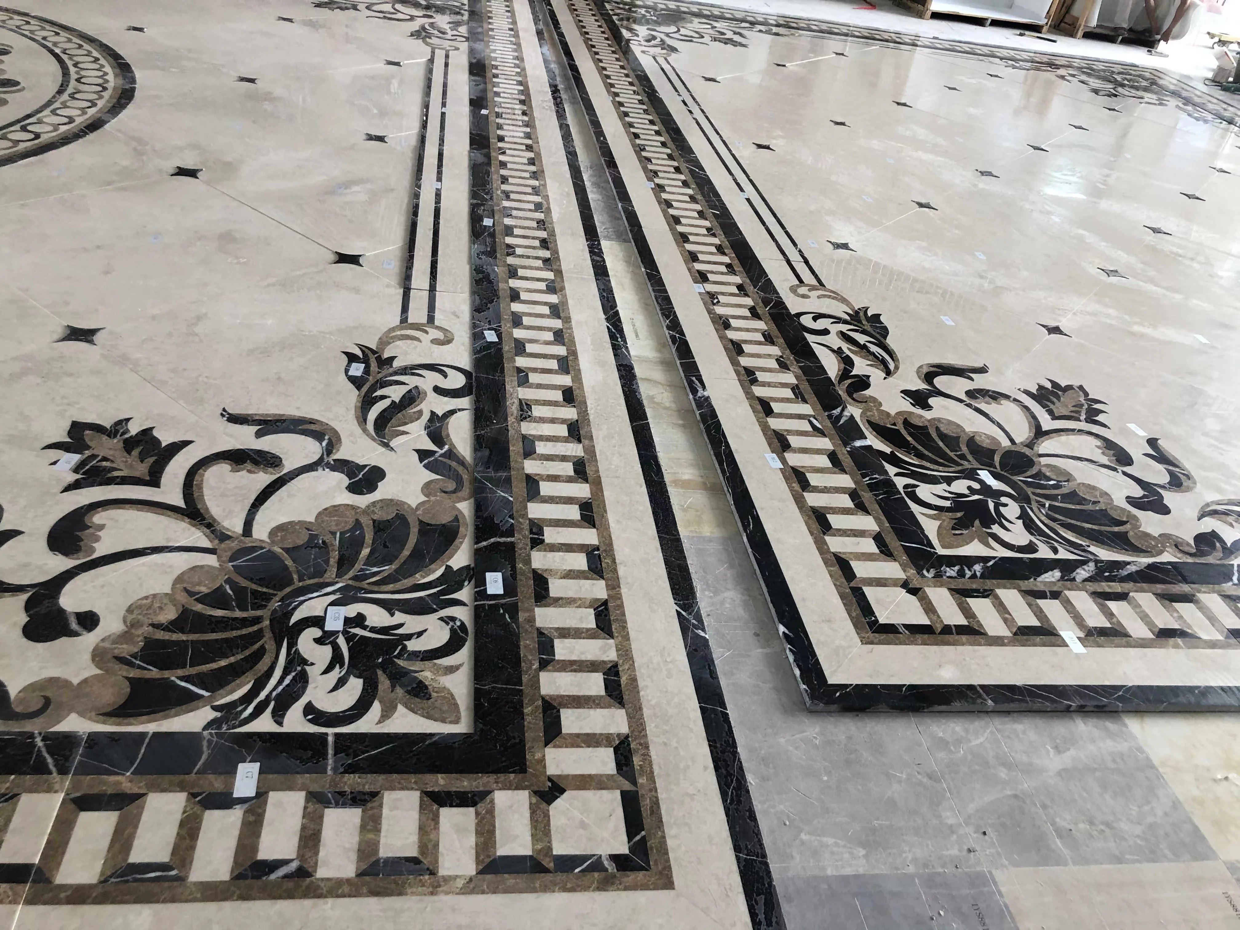 waterjet marble medallions flooring tiles for luxury lobby floor