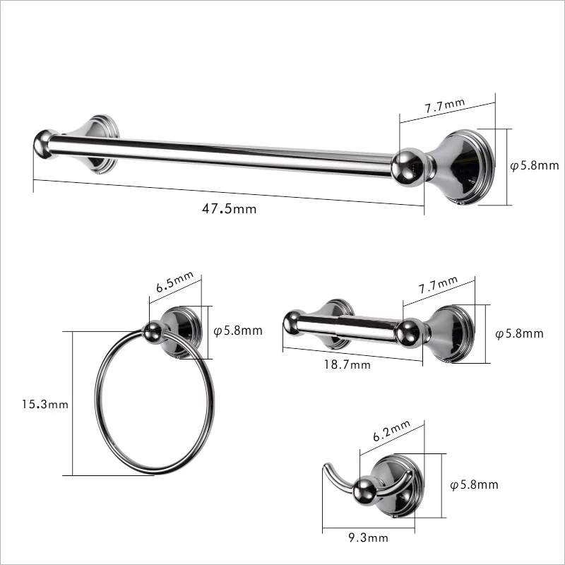 Modern Metal 4-Piece  Bathroom Hardware Set Bath Hardware Wall Mounted Bathroom Accessories Set