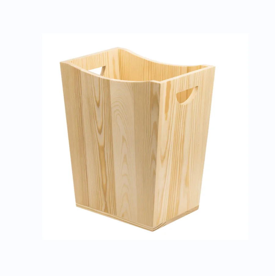 Wooden Trash Can Rustic Farmhouse Style Wastebasket Bin garbage can with Handle for Living Room,Office