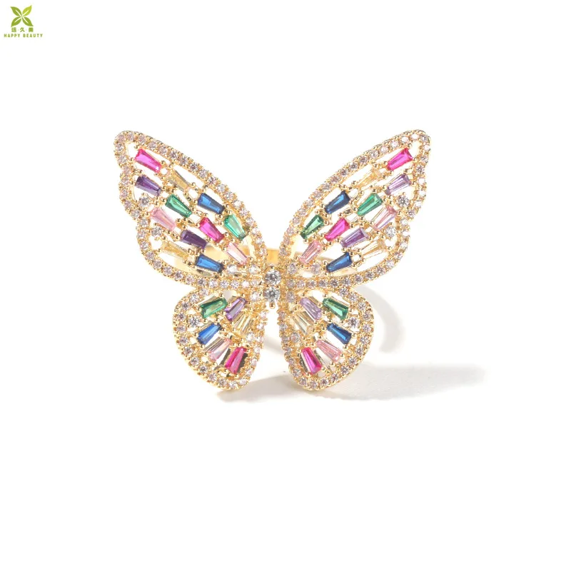 Cubic zirconia butterfly finger ring adjustable fashion women rings for ladies jewelry