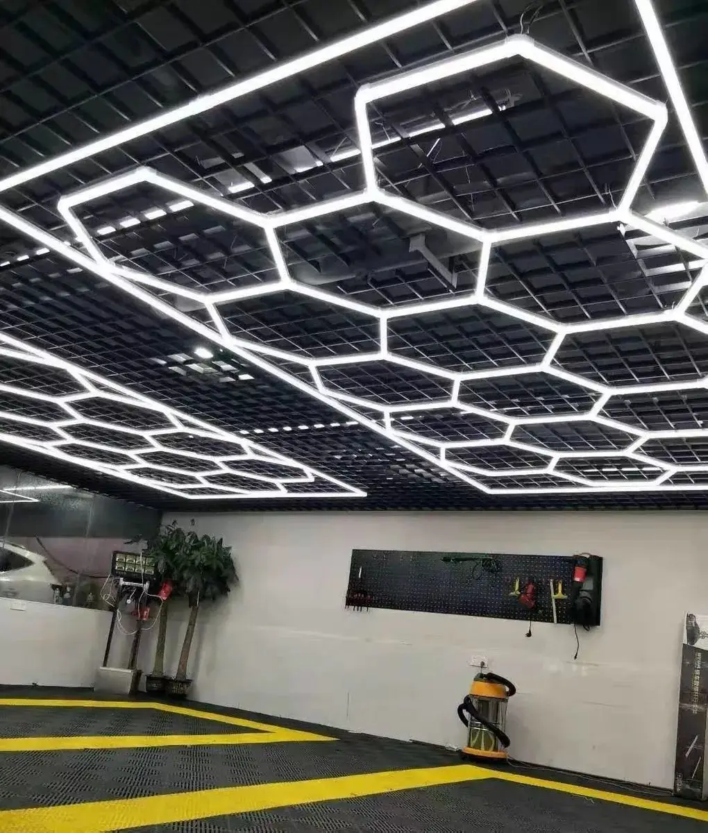New Arrival 6500K Hexagonal LED Ceiling Light Hanging for Garage Garden Landscape Bright DC Power Supply 6500K Color Temperature