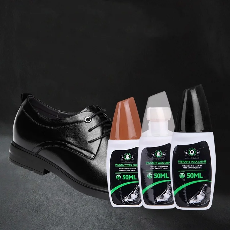 Factory wholesale 50ML bottle liquid shoe polish leather black brown colorless cleaning and maintenance solution