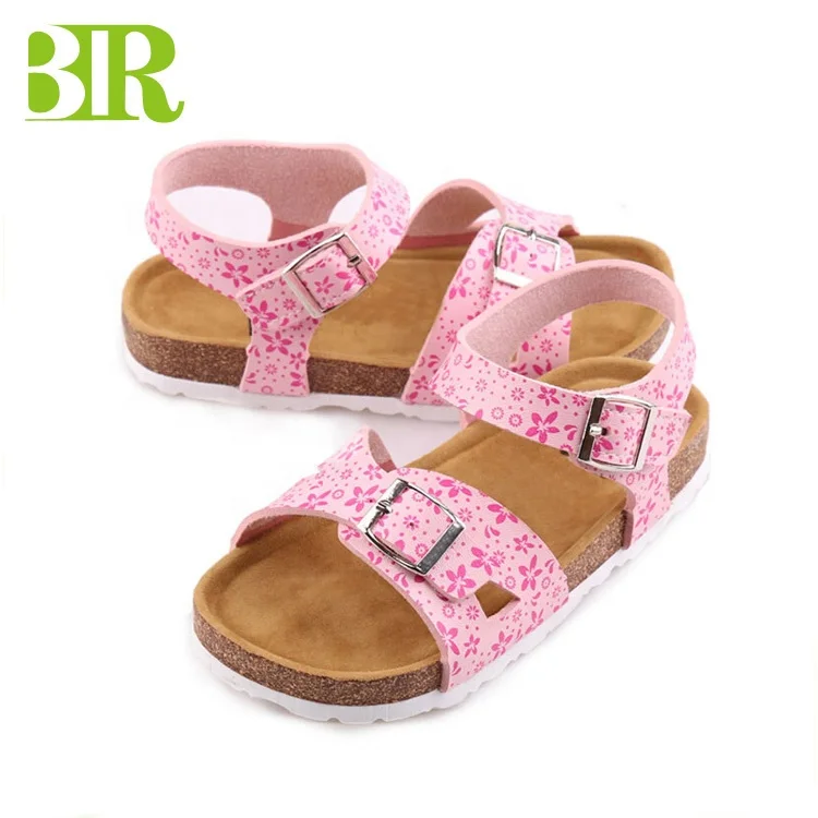 Hot sale cork sole children flipflops kids thong sandals boys girls comfortable casual slippers for beach with soft foot-bed