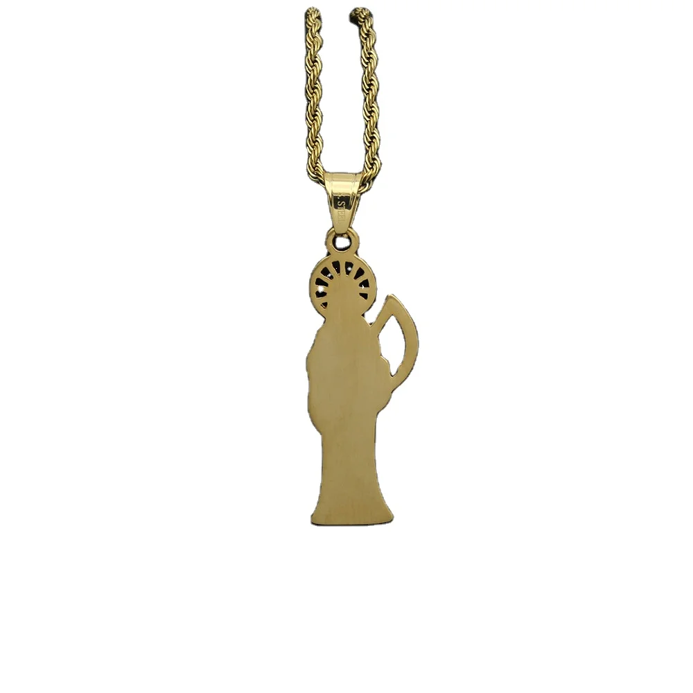 Stainless Steel Grim Reaper Ghost Pendant Saint San Judas Tadeo Charms Pendant Religious Jewelry